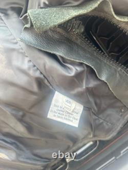 100% HEAVY Leather BLACK POLICE motorcycle JACKET Size 48 did not remove patches