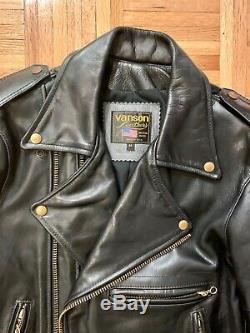 100% authentic Vanson black leather jacket, size M, mint condition