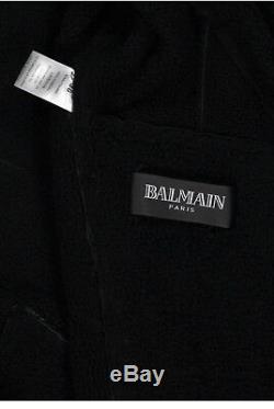 $10,450 Balmain Black Shearling Lined Biker Jacket Most Wanted Size F 36 XXS