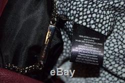 $1176 Sz 38/4 Barbara Bui Maroon Leather Lace Detail Motorcycle Zipper Jacket