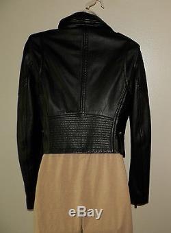 $1195.00 Authentic THEORY Black Leather ADASHI Motorcycle Jacket Coat Size Small