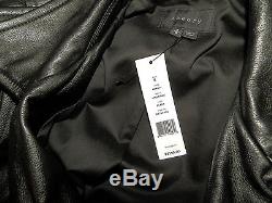 $1195.00 Authentic THEORY Black Leather ADASHI Motorcycle Jacket Coat Size Small