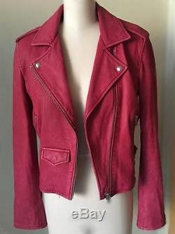 $1200 Iro Ashville Dark Pink Fuchsia Leather Jacket 40 Motorcycle Berry