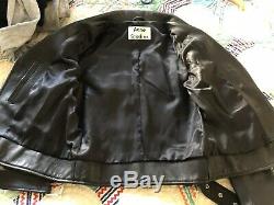 $1550 ACNE STUDIOS'Mock' Black Leather Moto Jacket Black Size 36