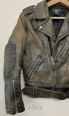 $1800 DOUBLE RL Ralph Lauren RRL Thunderbird Studded Motorcycle Leather Jacket 2