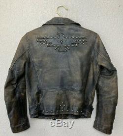 $1800 DOUBLE RL Ralph Lauren RRL Thunderbird Studded Motorcycle Leather Jacket 2