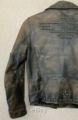 $1800 DOUBLE RL Ralph Lauren RRL Thunderbird Studded Motorcycle Leather Jacket 2