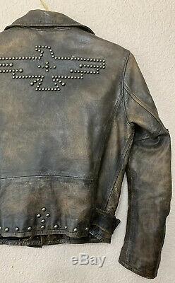 $1800 DOUBLE RL Ralph Lauren RRL Thunderbird Studded Motorcycle Leather Jacket 2