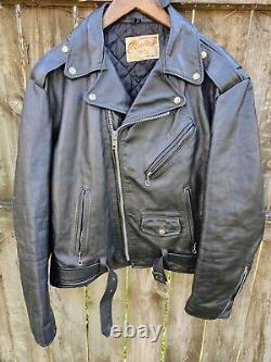 1940-60 Excelled Biker Jacket & Skull Cap 46L Genuine Leather Original USA Made