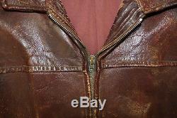 1940s-50s vintage leather goatskin brown motorcycle biker aviator jacket wwii