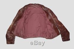 1940s-50s vintage leather goatskin brown motorcycle biker aviator jacket wwii