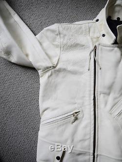 1940s Lost Worlds Trojan Sportswear White Horsehide Motorcycle Jacket Talon