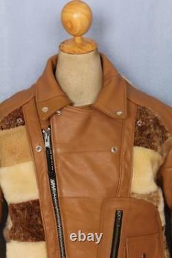 1940s Style PATCHWORK Grizzly D-POCKET Leather Motorcycle Jacket Large