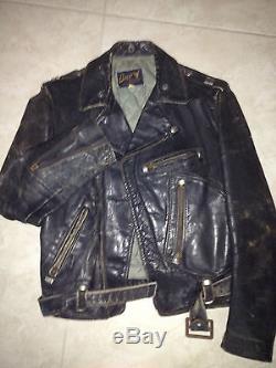 1950s 60 Leather Buco Motorcycle Jacket with Rare Captains Bars