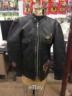 1950s Or 1960s VINTAGE LEATHER MOTORCYCLE CLUB JACKET With INDIAN MC L. I. PATCH HD