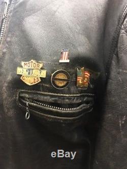 1950s Or 1960s VINTAGE LEATHER MOTORCYCLE CLUB JACKET With INDIAN MC L. I. PATCH HD