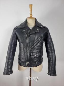 1950s Vtg One Star Black Leather Motorcycle Biker Jacket Size Small
