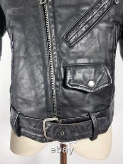 1950s Vtg One Star Black Leather Motorcycle Biker Jacket Size Small