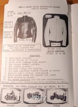 1960s 70 Herm's Leathertogs Steerhide Leather Motorcycle Cafe Racer Jacket Sz 50
