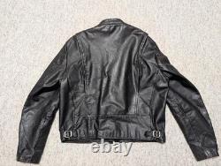 1970s-80s vintage CAFE RACER motorcycle jacket 44 black COWHIDE leather BIKER
