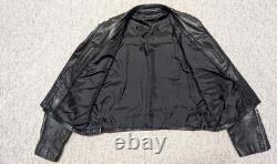 1970s-80s vintage CAFE RACER motorcycle jacket 44 black COWHIDE leather BIKER