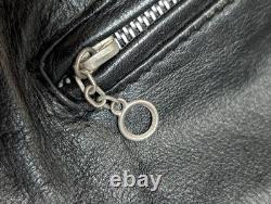1970s-80s vintage CAFE RACER motorcycle jacket 44 black COWHIDE leather BIKER