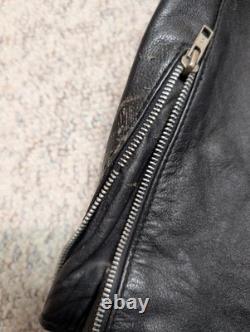 1970s-80s vintage CAFE RACER motorcycle jacket 44 black COWHIDE leather BIKER