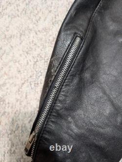 1970s-80s vintage CAFE RACER motorcycle jacket 44 black COWHIDE leather BIKER