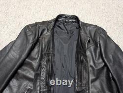 1970s-80s vintage CAFE RACER motorcycle jacket 44 black COWHIDE leather BIKER