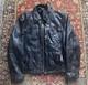 1970s Talon zipper Men's Black Leather Biker Motorcycle Jacket Collar Size 46