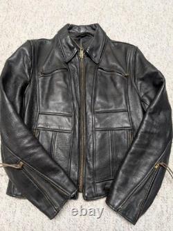 1970s vintage MOTORCYCLE leather jacket 38 black cowhide TALON east west BIKER