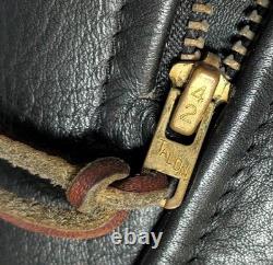 1970s vintage MOTORCYCLE leather jacket 38 black cowhide TALON east west BIKER