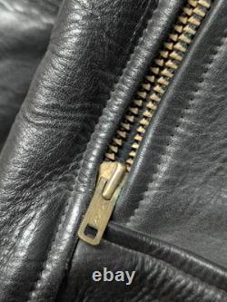 1970s vintage MOTORCYCLE leather jacket 38 black cowhide TALON east west BIKER