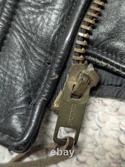 1970s vintage MOTORCYCLE leather jacket 38 black cowhide TALON east west BIKER