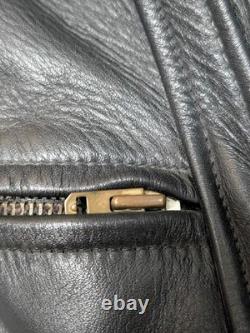 1970s vintage MOTORCYCLE leather jacket 38 black cowhide TALON east west BIKER