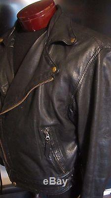 1988 #3207 Langlitz Columbia Black Goat Hide Leather Motorcycle Jacket Medium