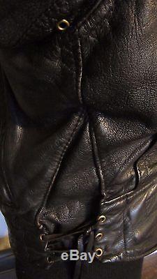 1988 #3207 Langlitz Columbia Black Goat Hide Leather Motorcycle Jacket Medium