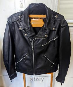 1990's Harley Davidson Leather Biker Jacket Black LARGE USA MadeMENSEXCELLENT