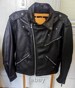 1990's Harley Davidson Leather Biker Jacket Black LARGE USA MadeMENSEXCELLENT
