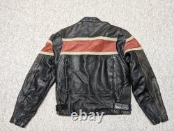 1990s vintage CAFE RACER orange striped 44 black leather MOTORCYCLE harley y2k