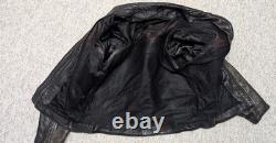 1990s vintage CAFE RACER orange striped 44 black leather MOTORCYCLE harley y2k
