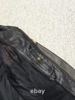1990s vintage CAFE RACER orange striped 44 black leather MOTORCYCLE harley y2k