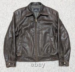 1990s vintage LAMBSKIN leather bomber L brown MAD MAX patina motorcycle Y2K