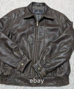 1990s vintage LAMBSKIN leather bomber L brown MAD MAX patina motorcycle Y2K