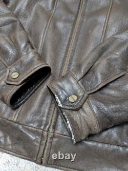 1990s vintage LAMBSKIN leather bomber L brown MAD MAX patina motorcycle Y2K
