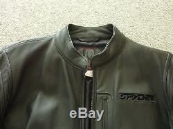 $1,295 SPYDER Black Leather Jacket Motorcycle Riding Bomber Mens SZ 52 L XL