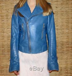 2010 Balenciaga leather moto motorcycle jacket in Cyclade size 42