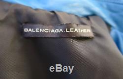 2010 Balenciaga leather moto motorcycle jacket in Cyclade size 42