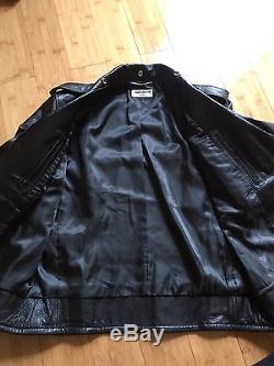 2013 FW Saint Laurent Men's Leather Biker Jacket Black Size 50
