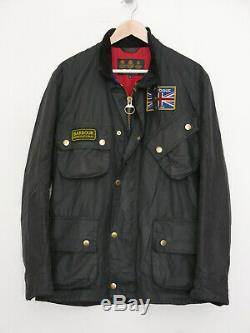 £279 Mens Barbour Union Jack black waxed jacket size Large XL 42